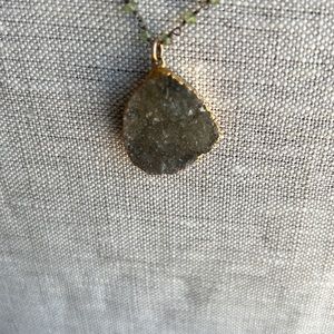 Druzy with peridot chain handmade in LA